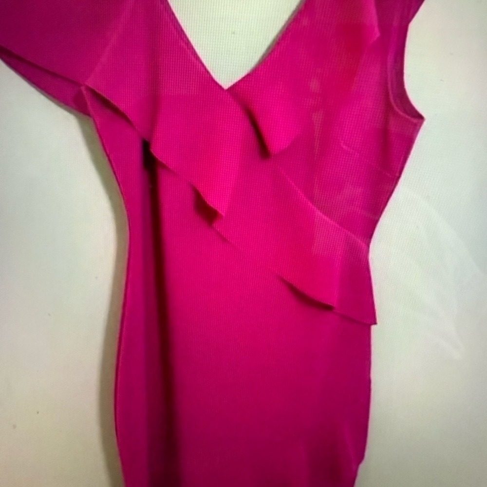Klaxons Elegant Pink Sleeveless ruffle‎ mini dress woman 7 - Picture 4 of 9